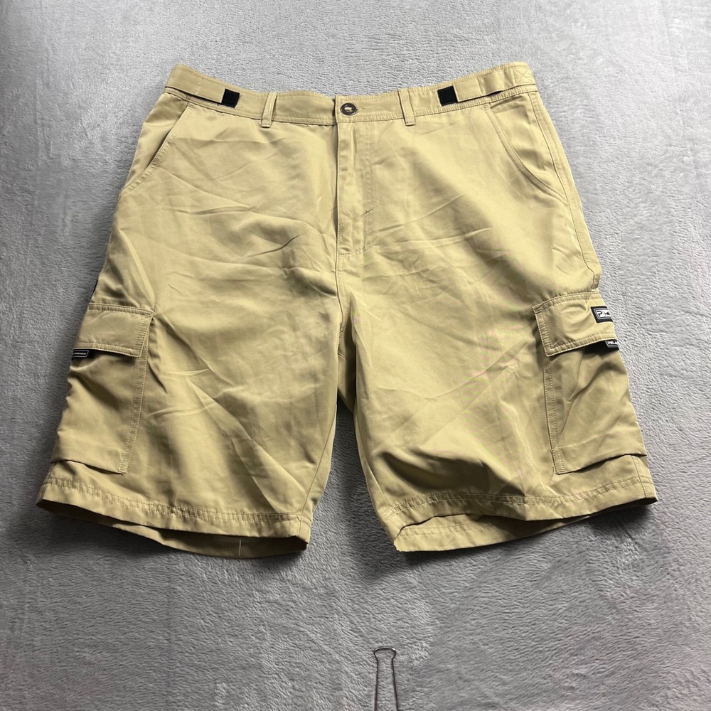 Pelagic Mens Performance Fishing Cargo Shorts Tan Khaki Size 38 Quick Dry